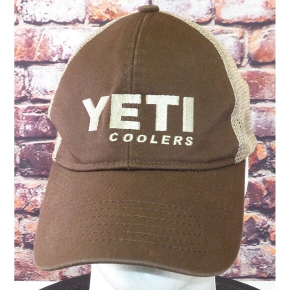 Yeti Brown Mesh Trucker Hat Adjustable Snapback Cap - Picture 1 of 9